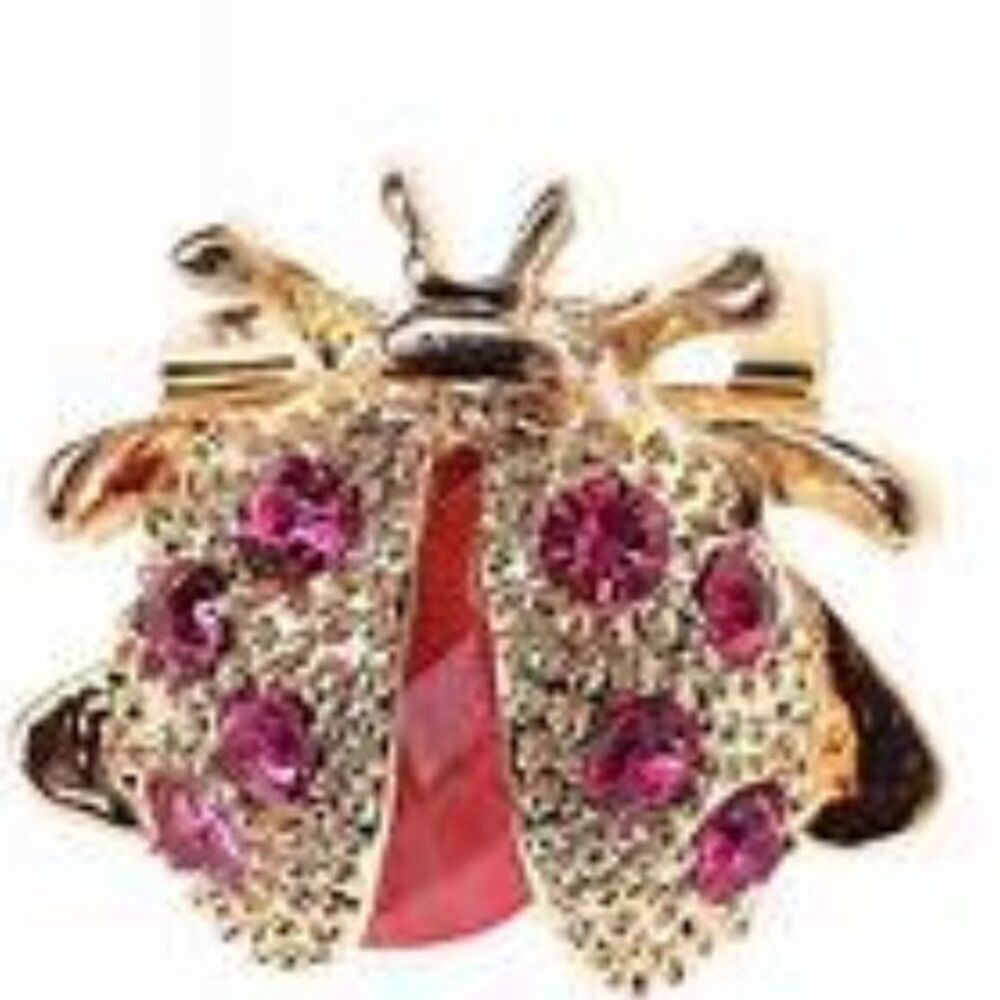 Ladybug brooch pin pink and gold​​